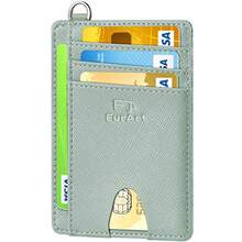 FurArt Crédito Billetera Cartera Pequeña Tarjetero 8 Tarjetas Billetera Minimalista con Bloqueo RFID para Hombre y Mujer - Algas Saffiano - Ver 1
