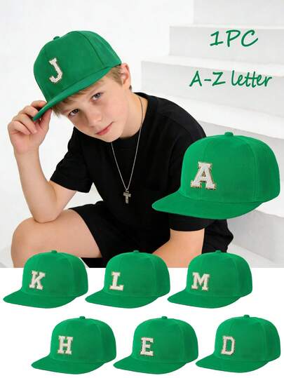 1pc Unisex 26 Letter Adjustable Snapback Hat, Outdoor Casual Sun Protection Cap Suitable For Boys And Girls, Spring/Autumn