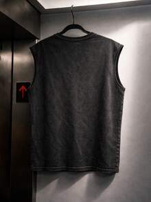 Áo tank top tay ngắn in họa tiết retro, kiểu dáng thường ngày, thích hợp cho mùa xuân/hè. - màu đen - Xem 3
