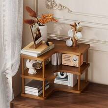 1 pieza Estantería de esquina vintage de varios niveles, de material de madera, estantería de almacenamiento de esquina para la cocina, puede almacenar tazas de té, tazas y tazas de café, organizador de escritorio multiusos, estantería para especias, estantería de libros de escritorio y estantería de almacenamiento para el hogar, adecuada para la cocina, la oficina, el comedor, la sala de estar y el dormitorio - Multicolor - Ver 3