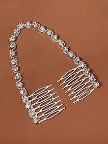 1 chiếc băng đô cài tóc đính đá cho nữ, thích hợp cho mùa hè, đi biển, đám cưới. - Bạc - Xem 1