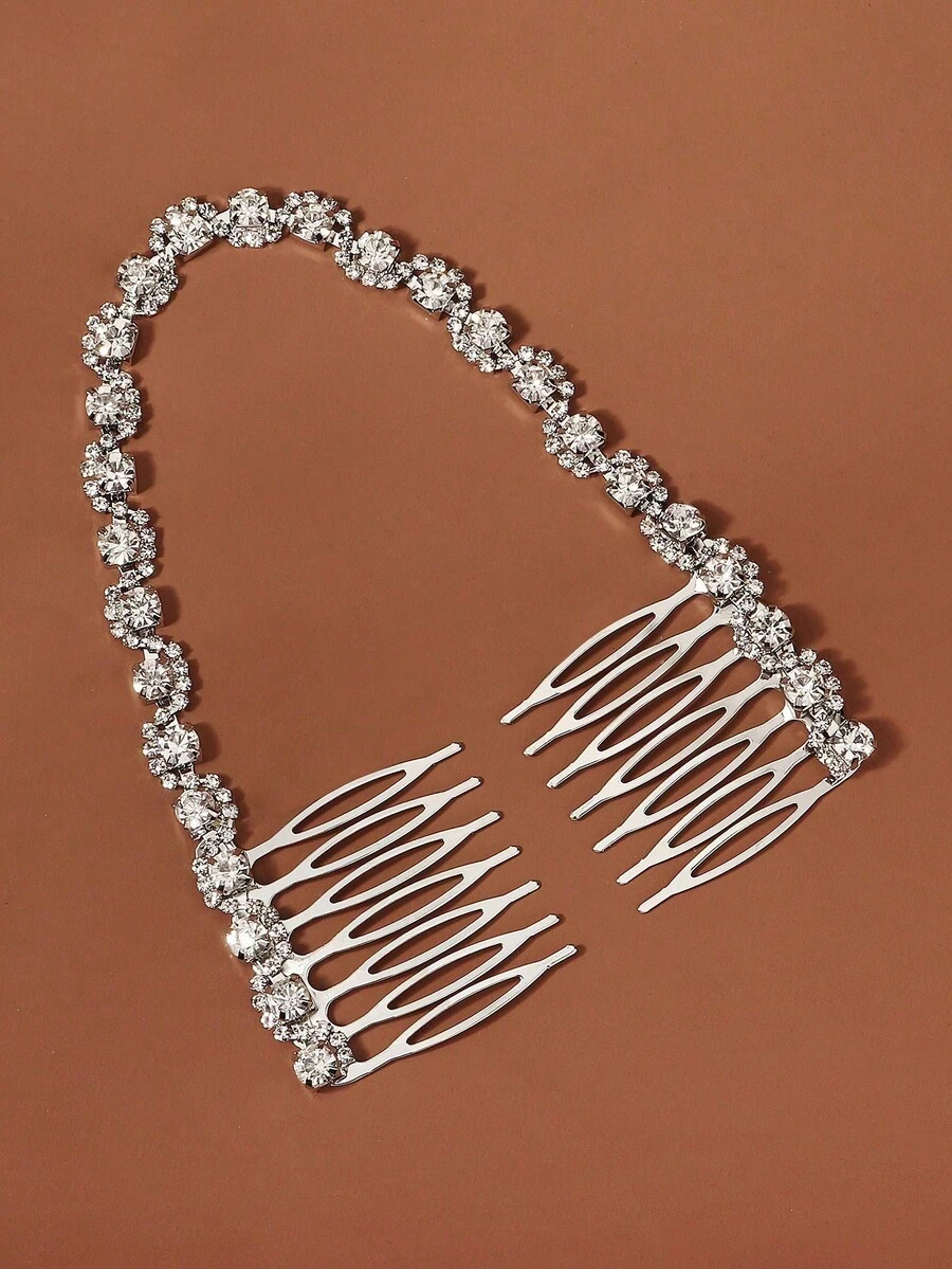 1 chiếc băng đô cài tóc đính đá cho nữ, thích hợp cho mùa hè, đi biển, đám cưới. - Bạc - Xem 1