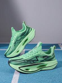 Men's Lightweight Breathable Running Shoes, Featuring Carbon Fiber Insole Technology - Gradient Color Design, Shock-Absorbing Sole, Suitable For Outdoor Activities, Leisure And Hiking In All Seasons - Low-Top Lace-Up Athletic Shoes, Hiking Shoes With Gradient Color Design And Cushioning Support Structure - Green - View 8