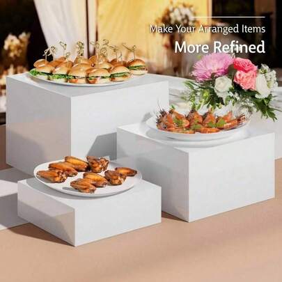 Apartment Must-HaveEZIFY 6pcs Nesting Buffet Risers - Space-Saving Stackable Design & Hollow Bottom Construction - Tiered Height (1" To 8") - Multi-Level Display Stands For Dessert Tables, Weddings, Retail