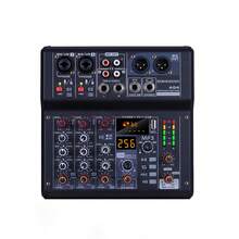 4通道混音器 256DSP DJ混音器 USB音频混音器 MP3电脑+48V幻象电源 适用于卡拉OK 家庭舞台录音 - 黑色 - 查看 10