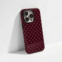 Red Base Pink Polka Dot Phone Case, Cute Y2K Style. Compatible With IPhone 17, 16, 15, 14, 13, 12, 11 Pro Max Plus Models,International Version, Not The Domestic Version - Nền đỏ với chấm hồng - Xem 5