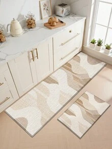 DAJIANG 1pc Modern Luxury Asymmetrical Wave Pattern Long Kitchen Floor Mat, Suitable For Bathroom, Kitchen, Outdoor, Indoor, Hallway, Bedroom, Living Room - Multicolor - View 7