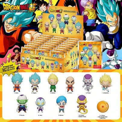  1 pieza Toei Animation  Oficialmente con licencia PVC Caja ciega 3D Figura de anime Bolsa Clip Encantos   Gohan Krillin Freezer Piccolo Bulma Decoración de mochila Regalo