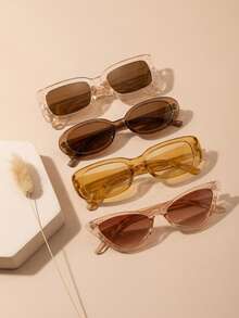4 piezas Gafas de moda retro ovaladas para adolescentes, uso versátil diario y accesorio para fotos, adecuado para adolescentes - Multicolor - Ver 1