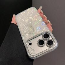 Luxury Pink Faux Pearl Fashion Phone Case Rhinestone Heart & Butterfly Design Phone Case + Wrist Strap Acrylic Hard Shell Creative Compatible With IPhone 17 Pro Max/17 Pro/17 Air/17/16 Pro Max/16/16 Pro/16 Plus/15/15 Pro Max/15 Pro/15 Plus/11/12/13/14 Pro Max/11 Pro/11 Pro Max/12 Pro/12 Pro Max/13 Pro/13 Pro Max/14 Pro/14 Pro Max/14 Plus Birthday Gift Spring Accessory - White With Pearl Hearts - View 4