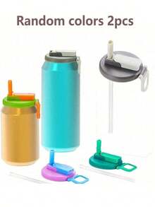 1/3pcs Multi-Color Drink Can Lids With Straws, Silicone Reusable Straws Sealed Lids Fit For Soda, Canned Drinks, Juice, Food Storage, Party And Gifts - View 13