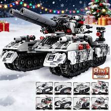1628片/套 高难度军事坦克8合1拼装模型 - DIY积木套装，复杂成人建筑拼图，STEM玩具，8合1可定制军事车辆套件，家居装饰，节日礼品收藏，有益的高端拼装玩具，适合军事模型爱好者、拼图爱好者和创意建筑爱好者 - 彩色 - 查看 2