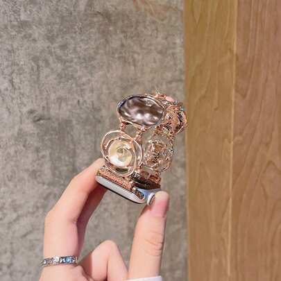 1条奢华高品质玫瑰金表带，兼容 42mm、38mm、40mm、41mm、44mm、45mm、46mm、49mm表壳尺寸，时尚智能手表替换表带，适用于Series Ultra2、Ultra SE2、SE 11、10、9、8、7、6、5、4、3、2、1，男女通用