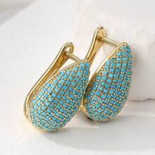 Vintage Luxury Synthetic Turquoise Earrings, Fashionable Elegant Elegant, Suitable For Daily Wear And Vacation, An Ideal Gift For Her - Gold - View 5