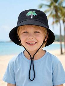 1pc 2-6Y Toddler Boys' Coconut Tree Bucket Hat, Cute Summer Sun Hat, Lightweight Quick Dry Soft Material, One Size Fits Most, Washable For Beach, Outdoor Play, Camping - 1PC - View 11