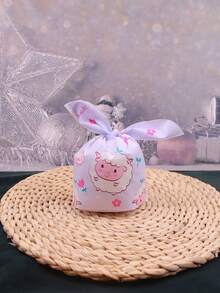 35pcs/Set Eid Al-Adha Cute Sheep & Rabbit Ear Candy Bags, Light Purple Cartoon Style, Suitable For Cookies, Pastries And Party Favors Packaging - View 5