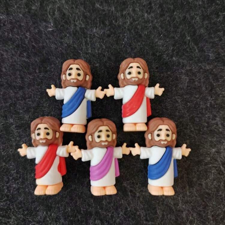 1/5 piezas Estatuilla miniatura de Jesús con tarjeta de saludo inspiradora, sobre de bendición con suerte - A - Añade 3
