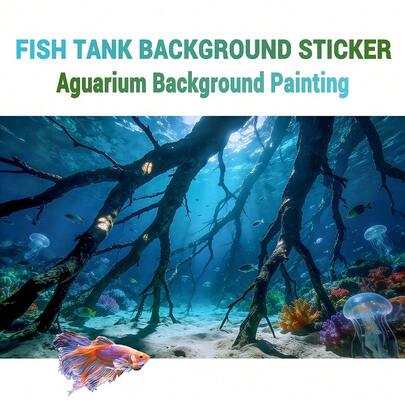 Deep Sea Driftwood, Aquarium Background Painting, Aquarium Background Sticker, Reptile Cage Background Sticker, Self-Adhesive Front, Aquarium Landscape Decor, Aquarium Decorations