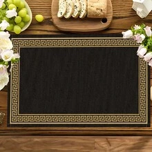 1pc/4pcs/6pcs/8pcs Greek Key Pattern Printed Linen Placemats, Suitable For Dining Table, All Season Decor, Modern Washable Table Mats, Room Decor, Coasters, Kitchen Dining Mats, Indoor Outdoor Party Decoration, Home Decor, Ideal Gift - Multicolor - View 3