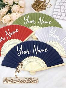 1支个性化折叠纸扇，便携式派对及婚礼用品，纸扇礼品，婚礼扇，小礼物，婚礼宾客回礼，创意小礼物，节日装饰，生日派对用品，耐用，色彩缤纷，可爱，趣味，卡哇伊风格，时尚，男女通用，休闲，可定制，送给他/她的理想礼物 - 彩色 - 查看 2