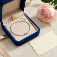Vòng tay nơ đính đá Zirconia màu hồng lấp lánh, dài 16-20cm, thích hợp cho nữ đeo hàng ngày, trang sức cao cấp, quà tặng Ngày Valentine, quà tặng Ngày của Mẹ, quà sinh nhật. - Loại bướm - Xem 9