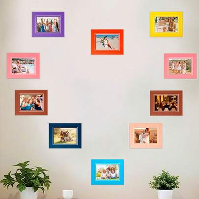 10pcs Thick Cardboard Photo Frames, Fit For 4x6 Inch Photos, DIY Home Decor Wall Frames With Adhesive, Perfect Gift For Family And Friends