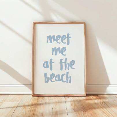 1 st ramlös typografiposter med "Stranddejt", kustväggdekoration för sovrum, studentrum, vardagsrum, skolstart, funkiga posters, rumsdekorationspresent