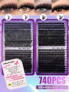 621 Series Synthetic Eyelash Set, 800/740/720 Pieces, D-Curl 10D+20D+30D+40D/50D+60D+80D+100D/80D+100D+120D+150D - Handmade High-Quality D-Curl Synthetic Eyelashes, Natural Curl, Personalized Eyelash Set - Reusable, Lightweight And Easy-To-Use Eyelashes, Eyelash Extension, Natural Lashes, Extra-Long Eyelash Extension - D - 查看 15