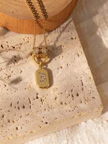 1件女士吊坠，镂空圆圈吊坠，26个字母吊坠，简约风格，精致链条，修饰颈线，优雅时尚，百搭实用，适合日常佩戴或作为礼物 - 金色 - 查看 5