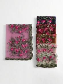 1pc Spring New Embroidered Women's Scarf, Breathable Shawl Headscarf - Multicolor - View 2