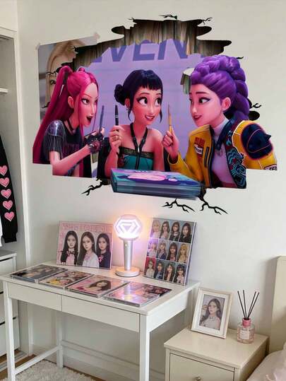 Hasbro 主题“捉鬼女团”自粘多表面贴纸，仅限一次性使用。长方形。适用于卧室和游戏室装饰、家居装饰、墙面装饰、浴室装饰、卧室装饰、房间装饰品、客厅装饰、房屋装饰、家居装饰、客厅墙纸贴纸、个性化贴纸、学校装饰、生日派对装饰品。