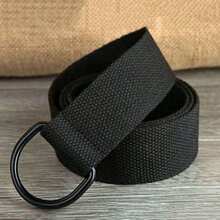 1 chiếc thắt lưng vải canvas tối giản màu trơn, khóa đôi, kiểu dáng thời trang, phụ kiện trang trí, phổ biến và đa năng, phù hợp sử dụng hàng ngày, thắt lưng nữ, mùa hè, đi học, mùa thu. - màu đen - Xem 6