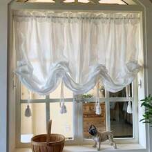 1/2pcs Sheer Curtain Panels, French Cream Voile Curtains, Lift-Up Curtain For Balcony, Transparent But Not See-Through, Suitable For All Seasons - 1PC - View 8