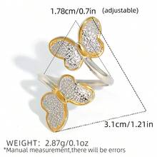 Frminee Bộ 3 chiếc/1 chiếc nhẫn thép không gỉ mạ vàng 18k hình bướm xếp ly cổ điển, phong cách Bohemian, thích hợp đeo hàng ngày khi đi nghỉ mát hoặc làm quà tặng ngày lễ. - Màu vàng và bạc pha trộn - Xem 7