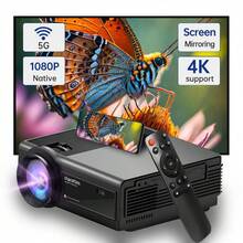 Staratlas Hỗ trợ độ phân giải 4K, máy chiếu gia đình Full HD 1080P di động với chức năng WiFi, phù hợp với TV Stick/Laptop/Smartphone - Phích cắm loại C của EU (220-240V) - Xem 2