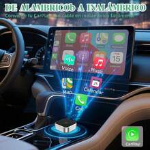 Adaptador CarPlay inalámbrico 2026 Actualiza CarPlay por Cable a inalámbrico, diseño Mini USB para Coches con Apple CarPlay por Cable Integrado, Plug and Play - A - Ver 2
