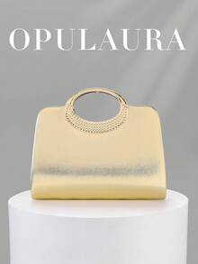 Bolso de mano de noche con cristales y brillantes para mujer de OpulAura, bolso de mano formal con tachuelas de de lujo, adecuado para galas, fiestas, cumpleaños, bodas como bolso - Dorado 2 - Ver 7