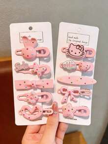 SANRIO Bộ 5 kẹp tóc thời trang Dopamine - Kẹp tóc mái cho bé gái, kẹp tóc mái lệch, kẹp tóc mái trên, kẹp tóc cao cấp - Bộ kẹp tóc dễ thương ngọt ngào - Nhiều màu - Xem 6