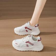 Women's New Lightweight Casual Sneakers, Breathable Tennis Shoes, Versatile Comfortable Sneakers, Cute & Fashionable Chunky Sneakers - Red - View 1