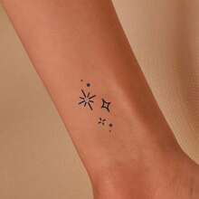 1pc Simple Line Delicate Temporary Tattoo, Waterproof Sweatproof Matte Finish, Suitable For - Black - View 2