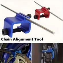 Herramienta de alineación de cadena de motocicleta - Ajuste rápido y preciso del piñón, de aleación de aluminio, adecuada para el mantenimiento de la cadena del vehículo - Azul/Rojo - Herramientas para enderezar cadenas - Ver 2