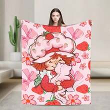 S-Strawberry Pink Shortcake Throw Camping Chair Picnic Blanket Fluffy Plaid Blankets For Decorative Sofa Portable King Lid Downy (6) - 如圖所示 - 查看 17