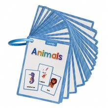 25PCS Animal Vocabulary Learning Flashcards, Preschool Farm Sea Wild Animal English Words Cognition Cards, Educational Toys For Kids, Homeschool Classroom Teaching Aids - Multicolor - View 5