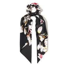 1pc Printed Large Floral Triangular Scarf With Satin Ribbon Headband, Casual Retro Palace Style Party Accessory, Cute & Elegant, Polyester Travel Accessories Ponytail Holders Hair Elastics Hair Rubber Bands Scrunchies Hair Rope,Festival,Birthday - Multicolor - View 2