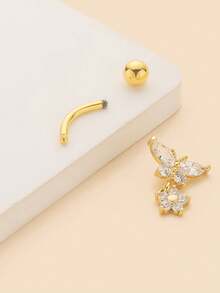1pc Luxury Stainless Steel Butterfly Pendant Navel Piercing Jewelry, Fashionable Personalized Jewelry Gift Suitable For Daily Wear, Perfect For Party And Holiday, Versatile Accessory For Women Casual And Vacation Outfits - Multicolor - View 4