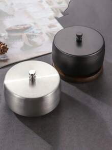 1pc Stainless Steel Ashtray With Lid, Windproof Sealed Ash Collector, Portable Metal Ashtray With Cover, Suitable For Home, Office, Car, Modern Minimalist Indoor/Outdoor Smoking Accessory - Multicolor - View 5