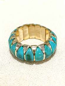 1pc Bohemian Style Beaded Bracelet For Women, Daily Wear - Turquoise - View 11