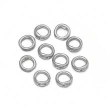 10pcs/Pack Stainless Steel Double Hole Pig Nose Rings, 5/6/8mm Simple Solid Color Metal Rust-Proof Linking Rings, DIY Jewelry Accessories For Bracelets, Keychains, Pendants - Hidden Coil - View 10