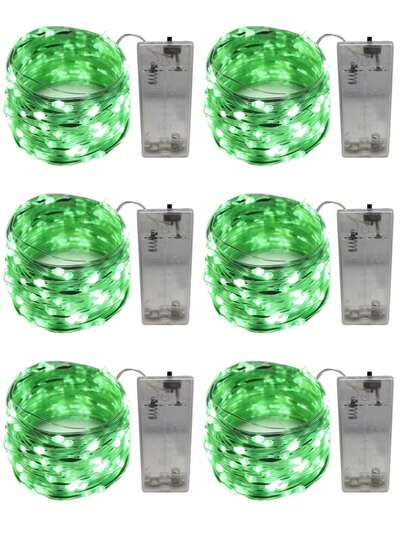 6 Pack 10Ft 30Led Green Fairy Lights, Flashing And Steady Modes, Suitable For Bedroom, Party, Wedding, Glass Bottle Decoration, Battery Powered (Batteries Not Included In Delivery)