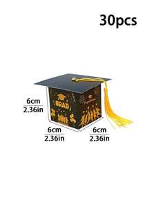 10pcs/30PCS Graduation Cap Gift Box, Graduation Candy Boxes Black Box With Gold Tassel, Desktop Decor, Suitable For Graduation Season, Graduation Party, Graduation Gift Packaging - View 17